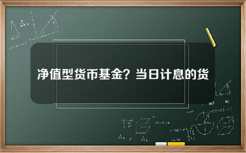 净值型货币基金？当日计息的货币基金